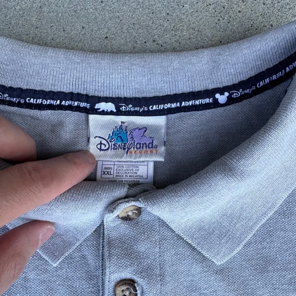 Disneyland Resort Mickey Mouse California Adventure Grey Polo Shirt Mens XXL - Picture 5 of 10